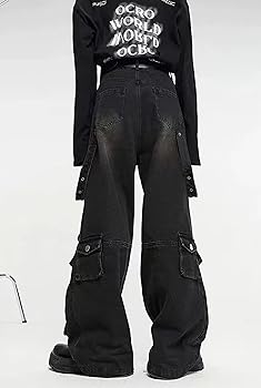 パンツ unknown gather black denim grunge y2k パンツ unknown gather black denim grunge y2k Unisex Y2K Hip